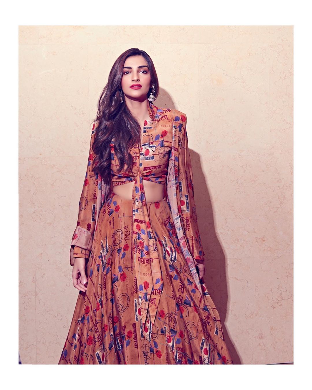 Sonam Kapoor In The Lost Letters Printed Lehenga from the Masaba x Rhea C Wallpaper