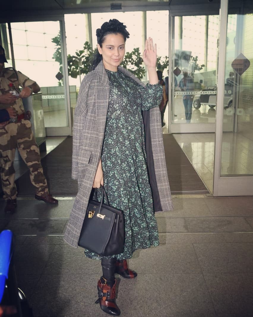 Kangana Ranaut Spotted  at the airport in what we call a perfect Fall-Winte Wallpaper
