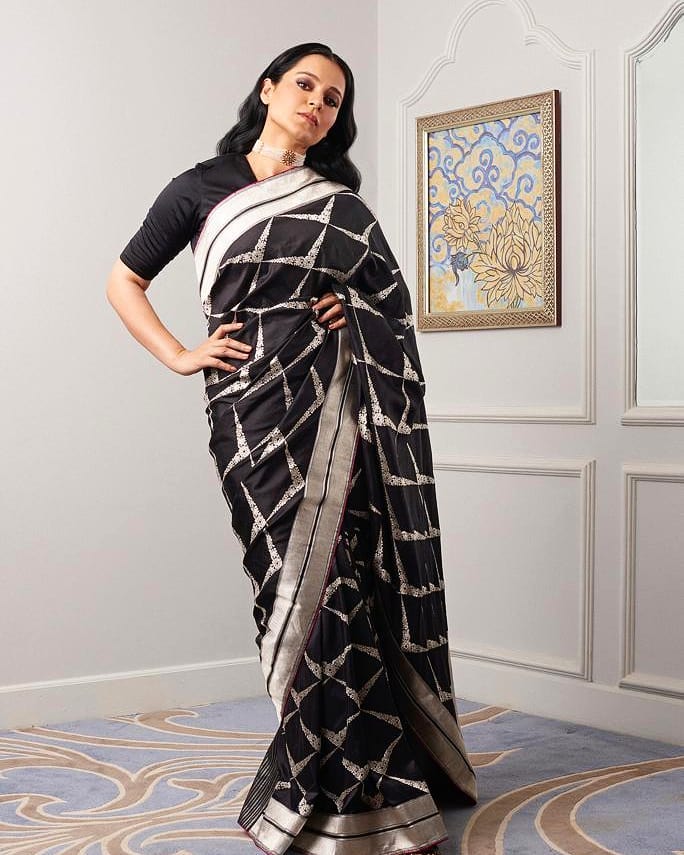 Kangana Ranaut Sari Swag. The Queen looking divine in a woven sari for the  Wallpaper