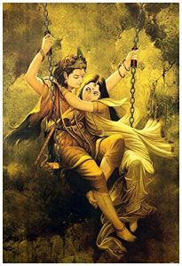 Avercart Lord Krishna with Radha – Symbol of Divine Love Poster 24×36 inch Unframed