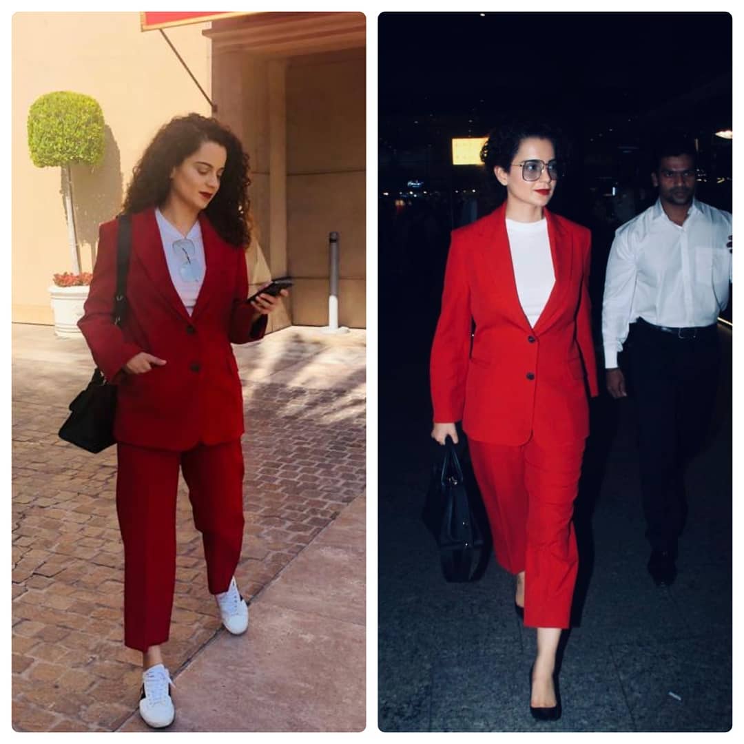 Kangana Ranaut One suit, two ways –  style. .
.
Which red suit look do you  Wallpapers