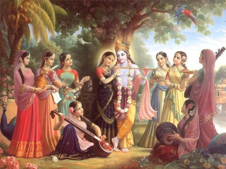 Lord Krishna With The Gopi'S Of Vrindavan