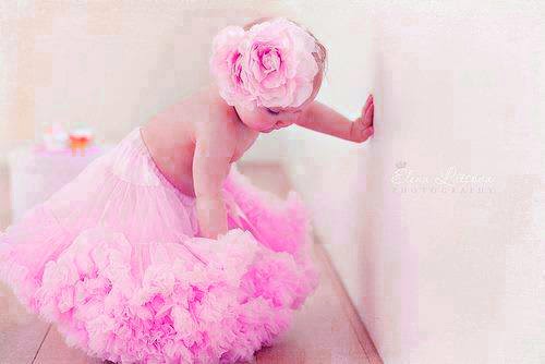 Cute Innosent Baby Girl In Pink Dress