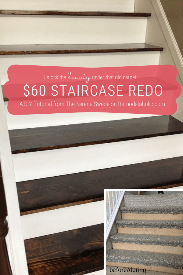 $60 Carpet to Hardwood Stair Remodel