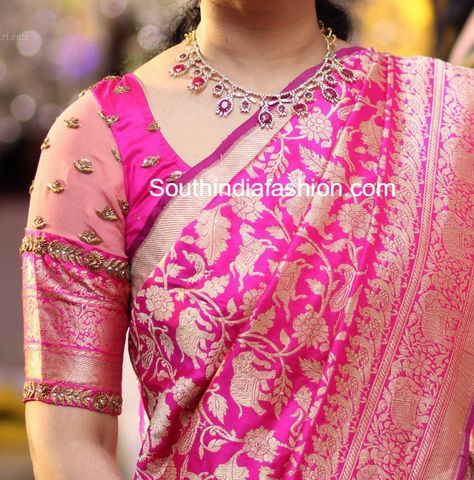 8 Stunning Blouse Patterns for Banarasi Silk Sarees – South India Fashion