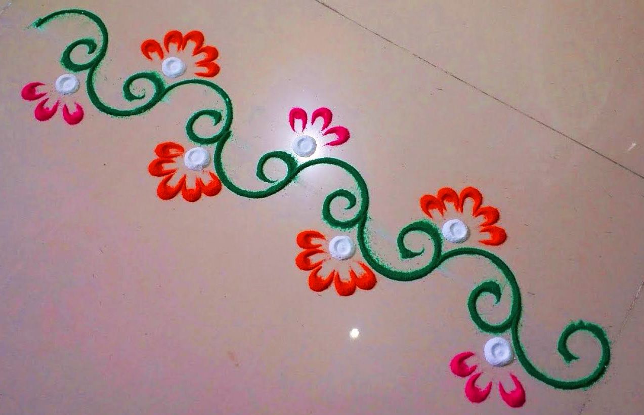 Beautiful Border Rangoli Designs for Doors & Side Wall, बॉर्डर रंगोली डिज़ाइन
