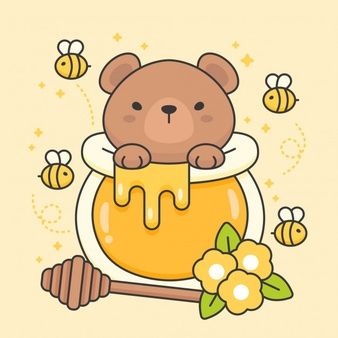 Character Of Cute Bear In A Honey Jar