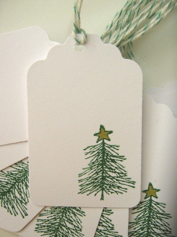 Christmas Gift Tags, Little Christmas Tree With Gold Star. $4.95, Via Etsy.
