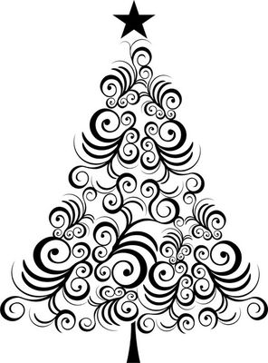 Christmas tree black outline Wall Mural • Pixers® – We live to change