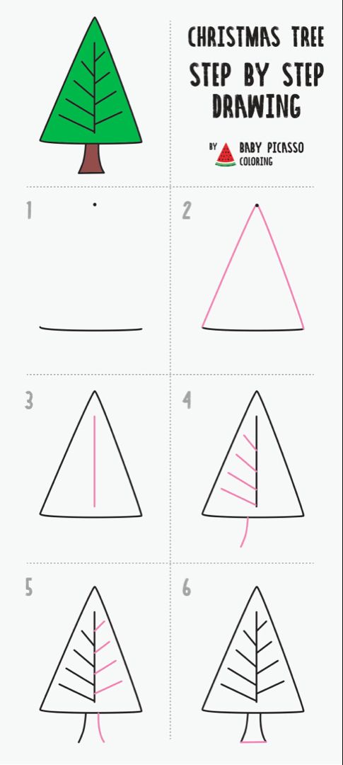 Christmas Tree Drawing Step By Step