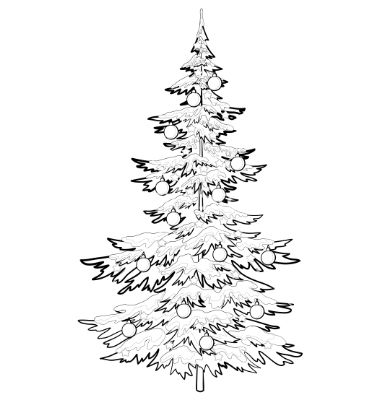 Christmas Tree With Ornaments Contours Vector By Oksanaok Image