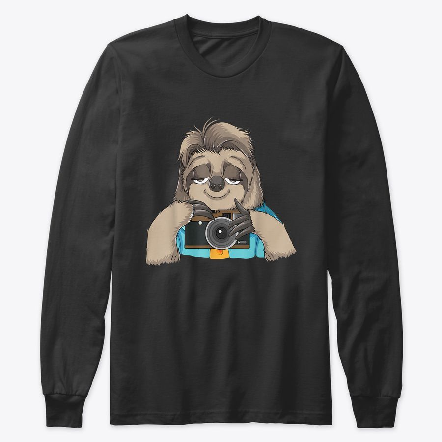 Cool Sloth Photographer  Funny Animal Lover Cameraman Gift T-Shirt