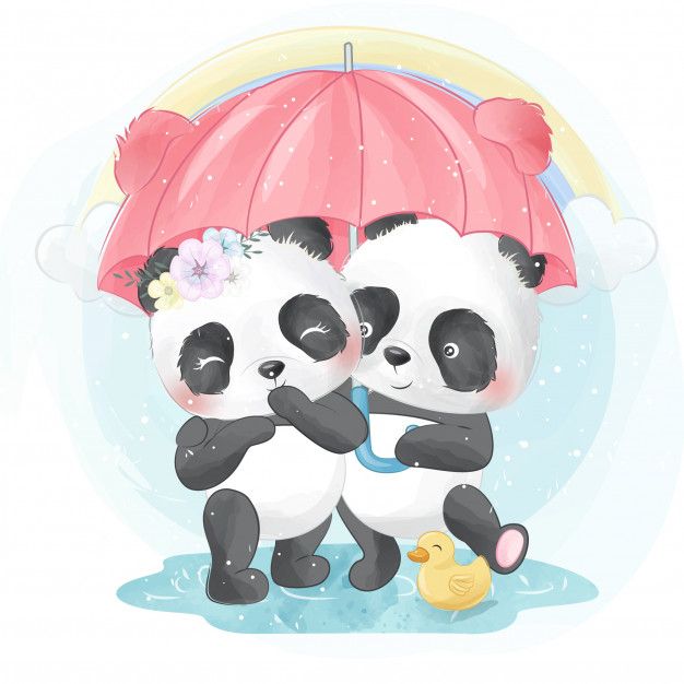 Cute Panda Holding A Umbrella
