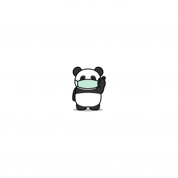 Cute Panda Wearing Medical Mask And Giving Thumbs Up