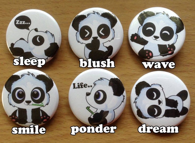 Cute panda set button pin panda button pin panda button pin | Etsy