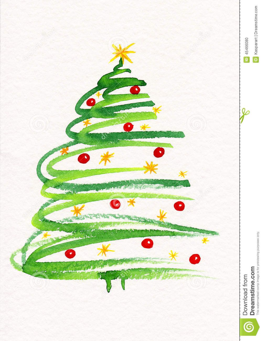 Decorated Christmas Tree Painting Stock Illustration - Illustration Of Card, Decorated: 45466080