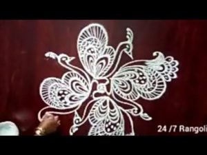 Diwali rangoli design | peacock rangoli with 4 dots #diwalirangolidesigns- #diwalirangoli #rangol