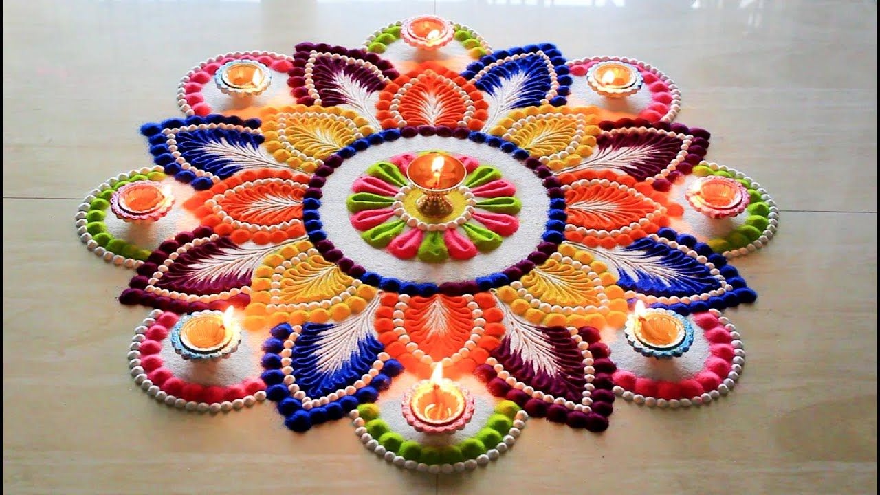 Diwali special rangoli design l Diwali rangoli designs with colours l Happy Diwali l रंगोली डिजाइन