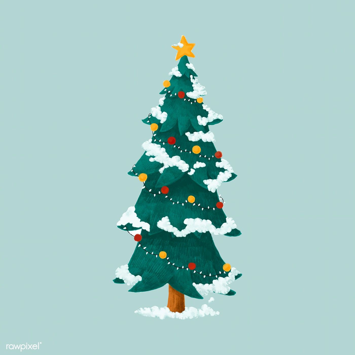 Download free vector of Hand drawn decorated Christmas tree illustration