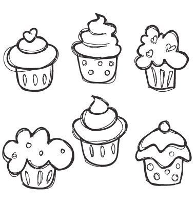 Easy to draw cupcakes for the kids. (Or those of use who are drawing challenged!)