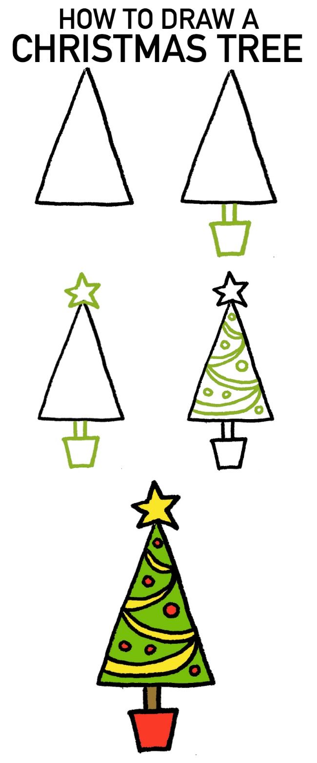 Fun, Festive Tutorial: How To Draw A Christmas Tree 4 Ways