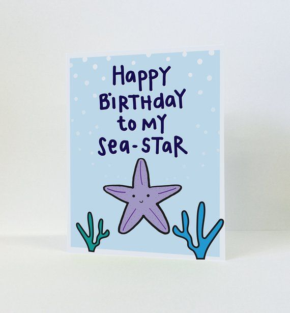 Happy Birthday To My Sea-Star. Greeting Card. Funny Birthday Card. Birthday Card for Sister. Sister