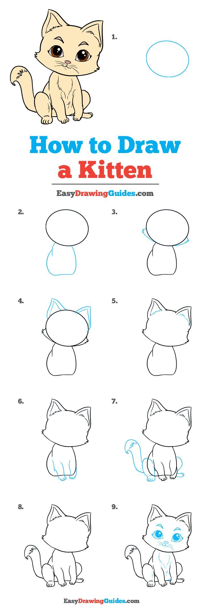 How to Draw Kitten – Really Easy Drawing Tutorial