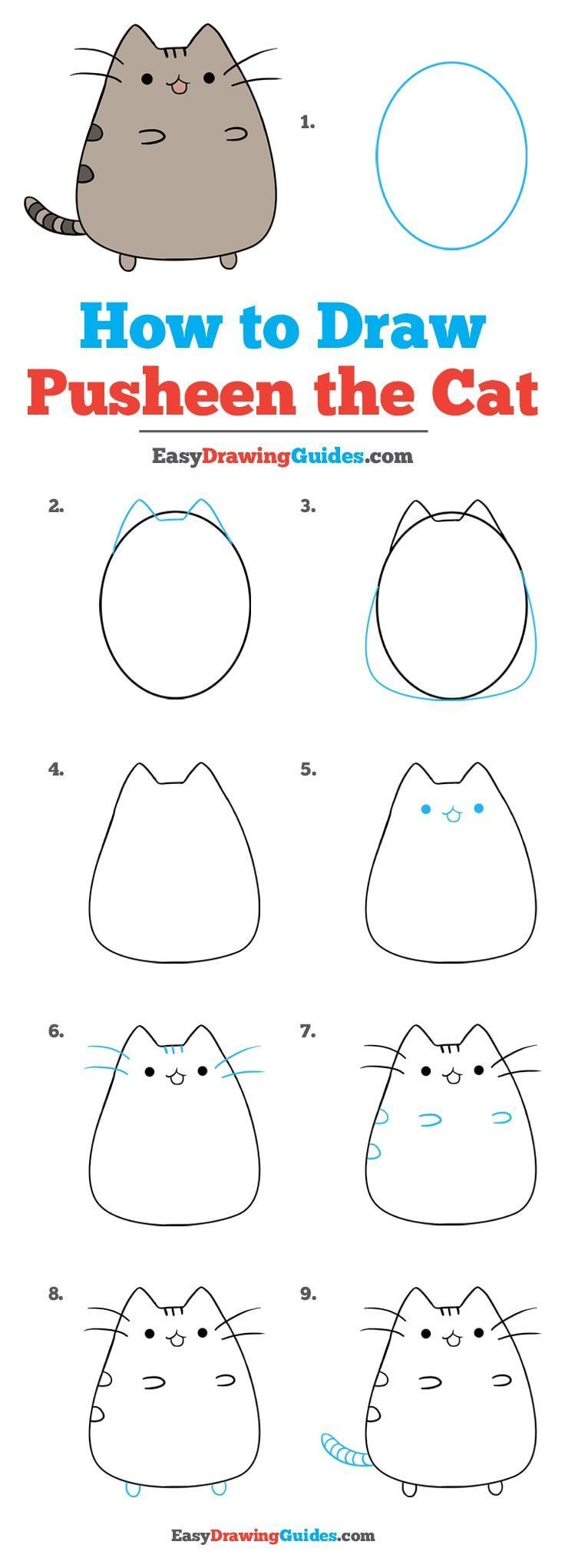 How To Draw Pusheen The Cat Really Easy Drawing