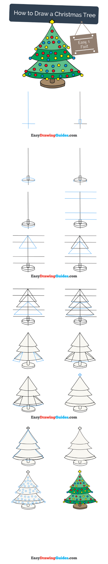 How To Draw A Christmas Tree Easy Step By