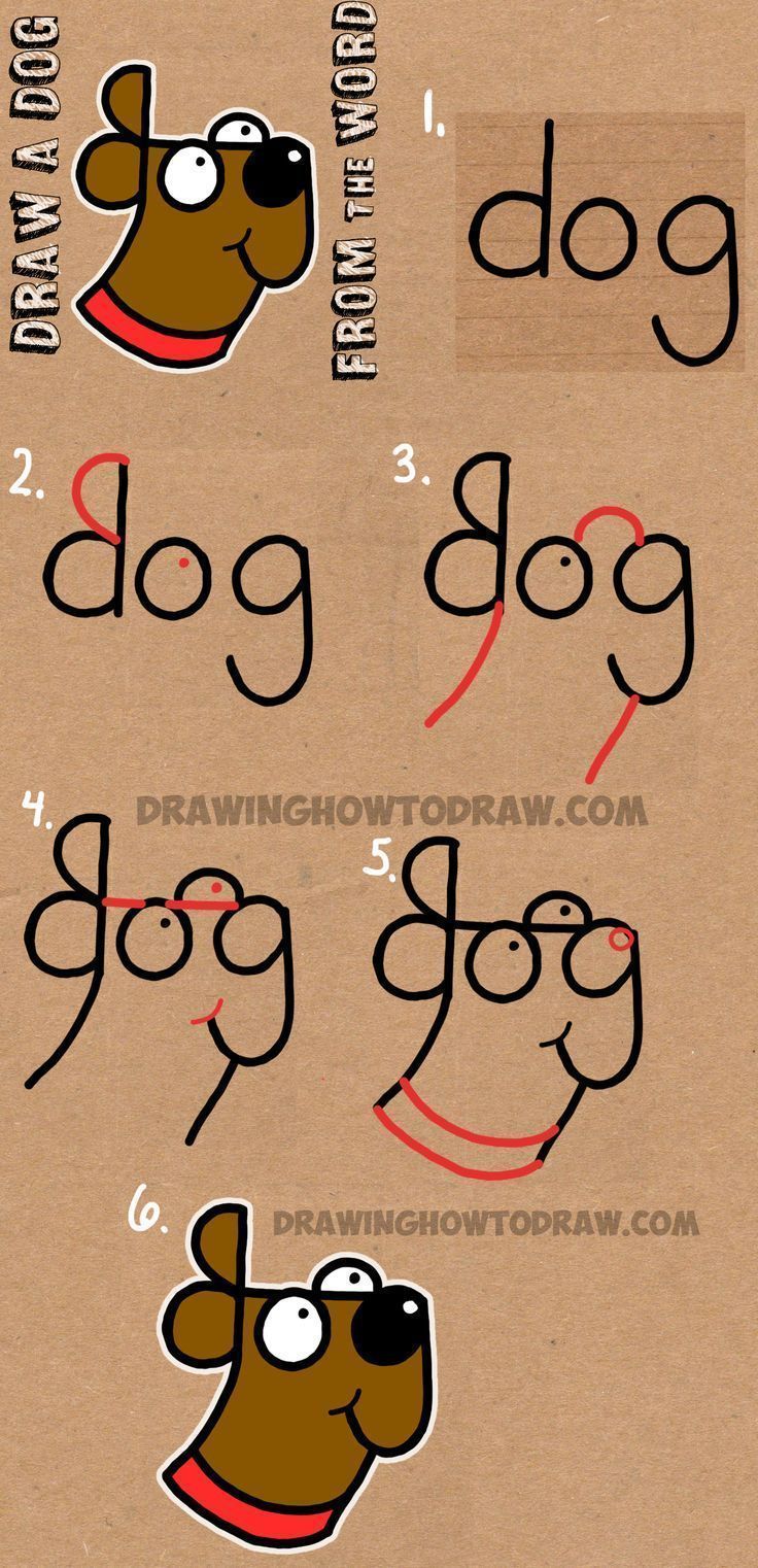 How To Draw A Dog From The Word Dog - Easy Step By Step Drawing Tutorial For Kids - How To Draw Step By Step Drawing Tutorials