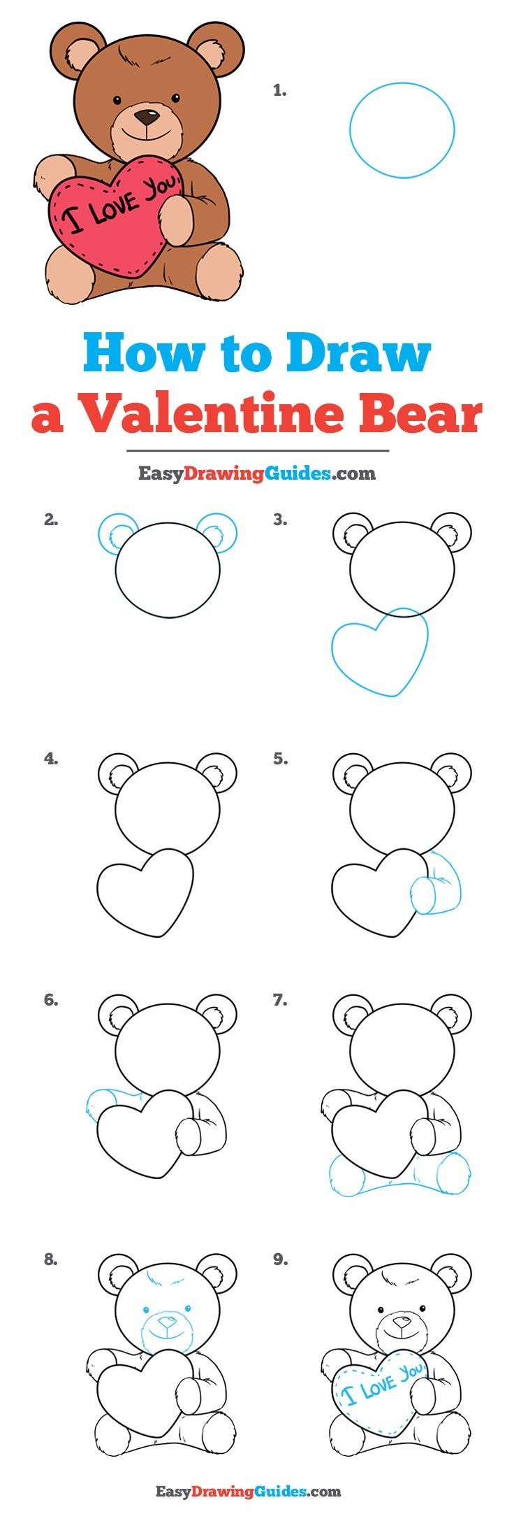 How To Draw A Teddy Bear With A Heart - Really Easy Drawing Tutorial