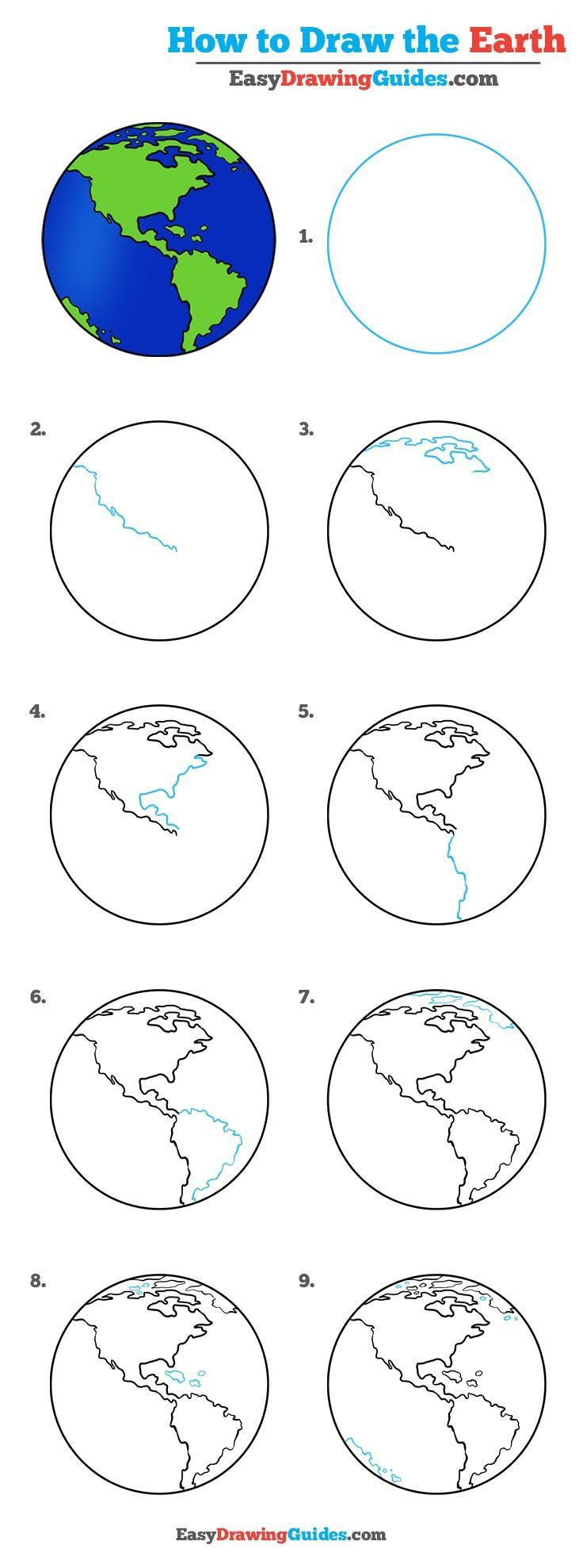 How To Draw The Earth - Really Easy Drawing Tutorial