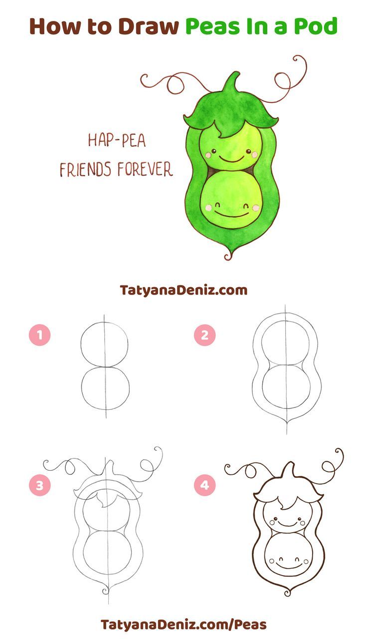 How to draw kawaii sweet peas (step-by-step tutorial)