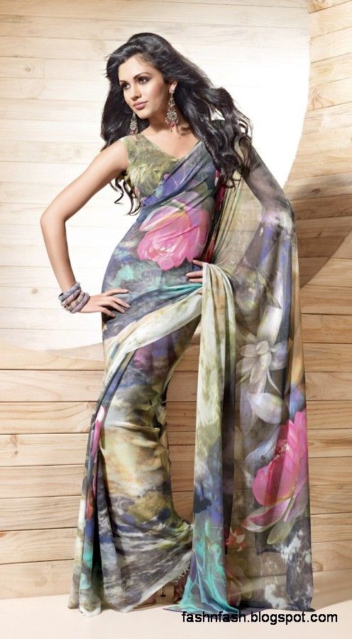 Indian Printed Sarees Design Beautiful New Latest Girls Womens Saree Images Photos