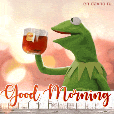 Kermit Tea Drinking Morning Gif