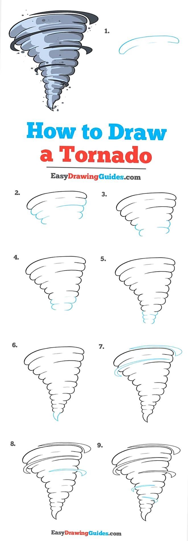 Learn To Draw A Tornado This Step-By-Step Tutorial Makes It Easy Kids And Beginners Alike Can Now Draw A Great Looking Tornado