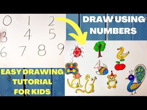 Learn to draw animals with numbers from 0 to 9 | Easy drawing for kids | Draw using Numbers