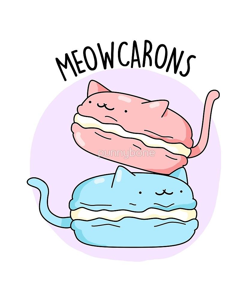 ‘Meow-Caron Animal Pun’ Sticker by punnybone