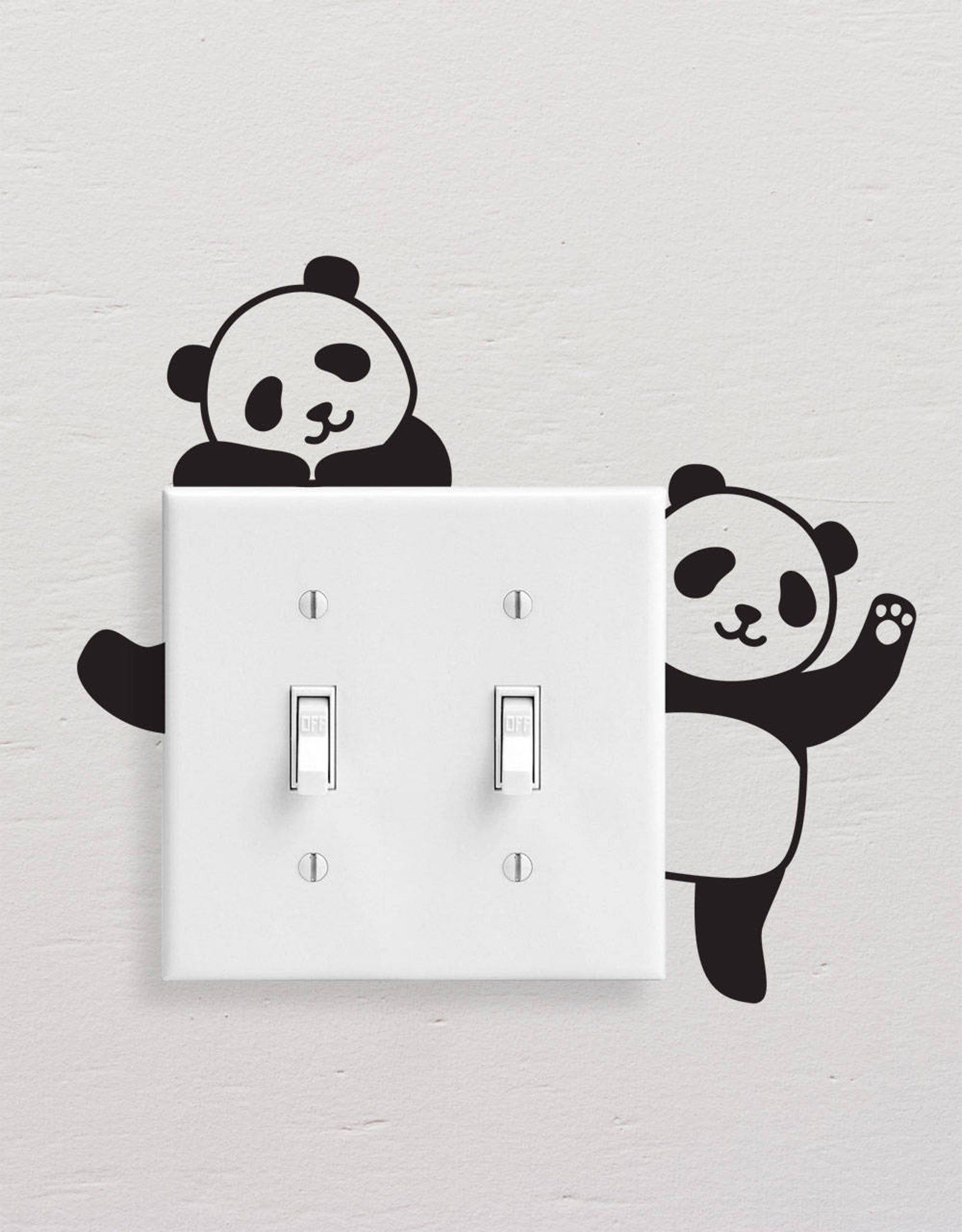 Panda Wall Decals, Panda Light Switch Decal, Simple Panda Vinyl Wall Decal, Panda Stickers, Light Switch Sticker