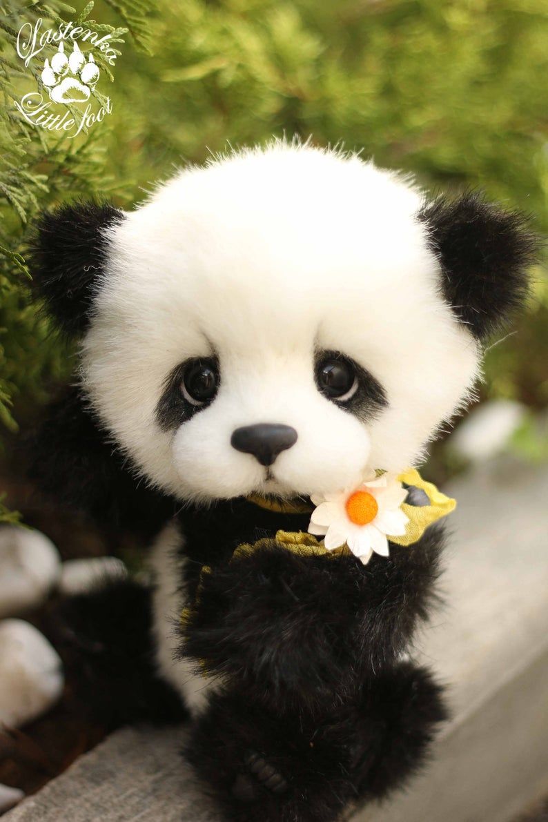 Panda bear Rio artist stuffed teddy bear OOAK handmade plush | Etsy