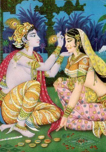 Putting A Bidding On Radhikas Forehead Shri Krishna