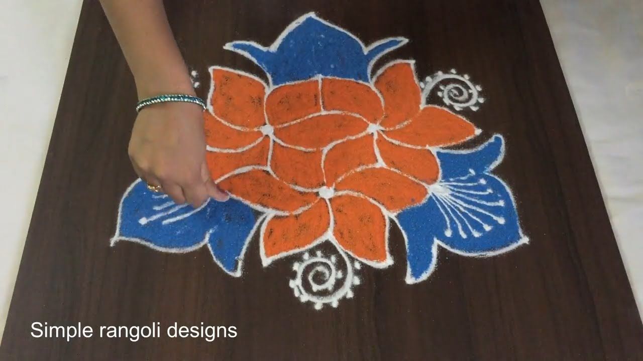 RANGOLI WITH COLOURS – 7×4 LATEST SIMPLE, EASY AND QUICK RANGOLI DESIGN WITH COLOURS