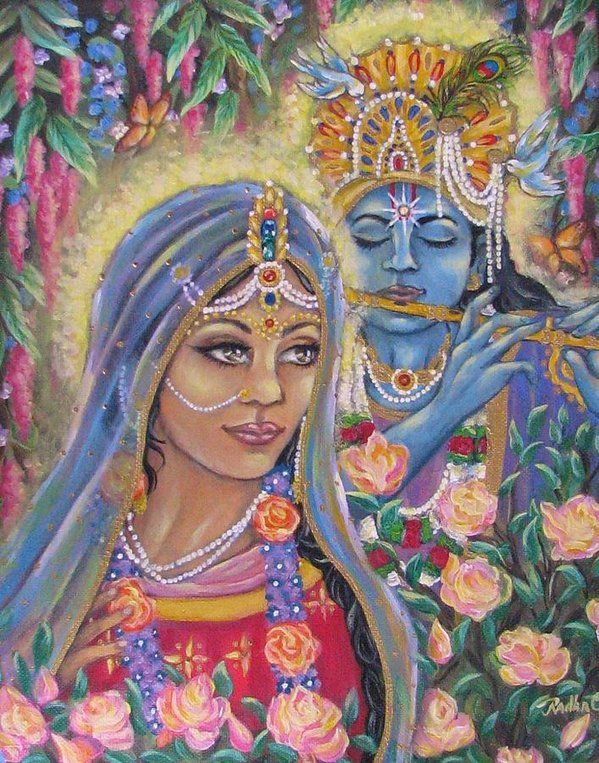 Radha Krishna Art Print By Radha Flora Cloud