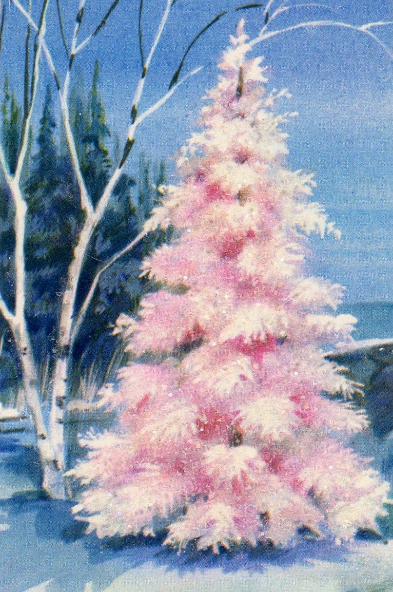 Retro Light Pink Christmas Tree
