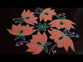Simple And Easy Lotus Flowers Rangoli 5×3 Dots..
