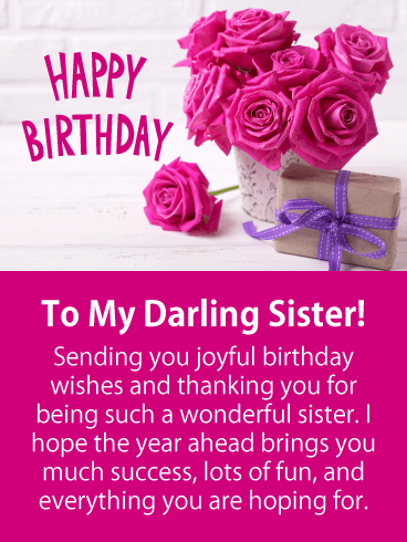 To My Darling Sister Happy Birthday Card Birthday