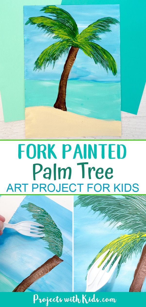 Tropical Palm Tree Fork Painting for Kids to Make