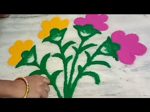 Unique Flower Vase Rangoli Design For Beginners Easy Rangoli