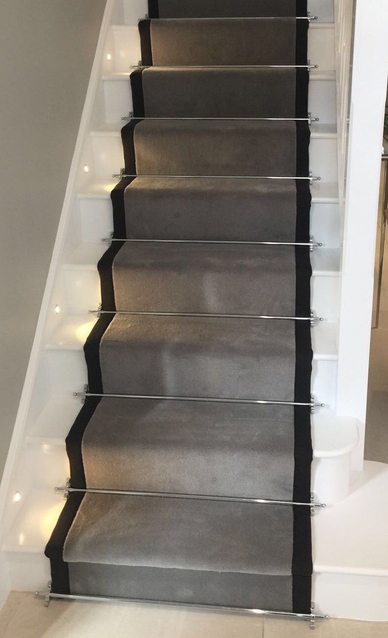 Velvet Grey Carpet Taped Stair Runner