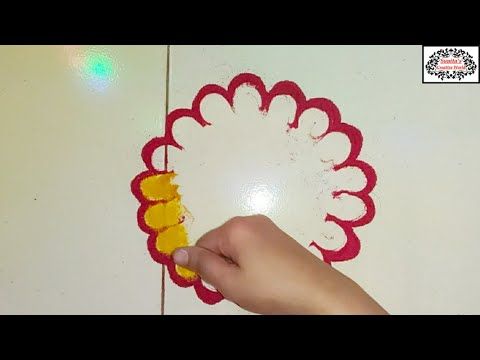 Very easy and simple Rangoli designs making trick| Rangoli beautiful and easy design for diwali